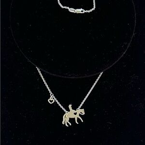 Horse Rider Necklace Silver 18” Unique Heart Horse